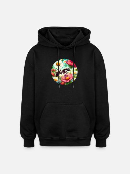Fleurs de fourmis - Sweat à capuche oversize unisexe - noir