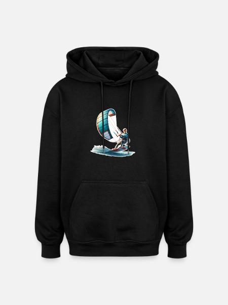 Kitesurfen Kitesurfer Kiteboard - Oversized uniseks hoodie - zwart