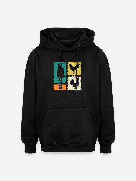 Chicken Rooster - Oversized Unisex Hoodie - black