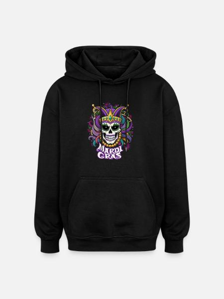 Mardi Gras - Carnival - Skull - Gift - Oversized Unisex Hoodie - black