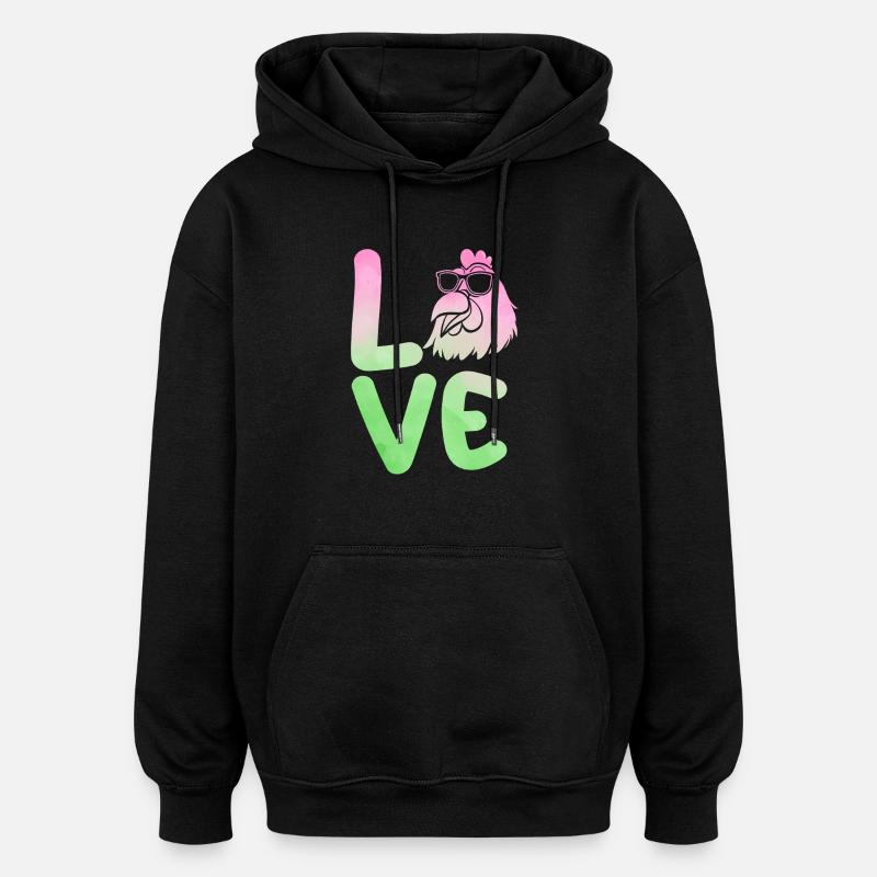 Poules Poule - Sweat à capuche oversize unisexe - noir