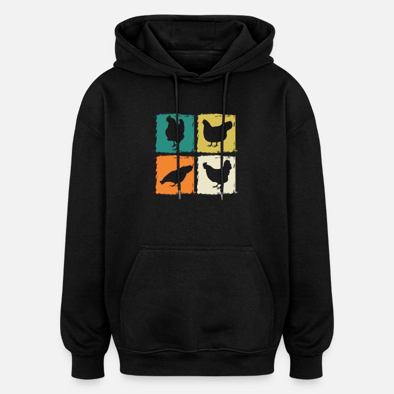 Poules Poule - Sweat à capuche oversize unisexe - noir