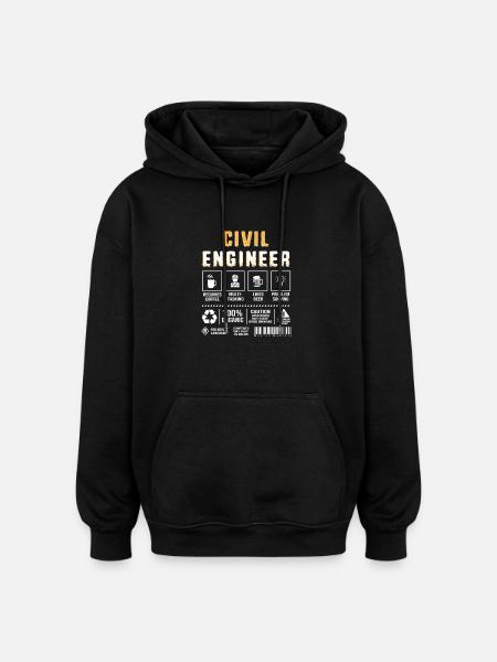 Civilingenjör, Byggarbetsplats, Byggarbetare - Oversized luvtröja unisex - svart