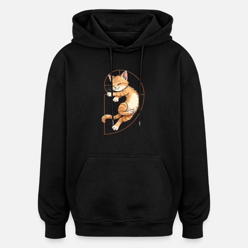 Fibonacci Cat - Oversized Unisex Hoodie - black