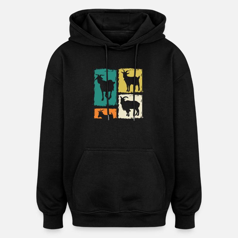 Chèvres - Sweat à capuche oversize unisexe - noir