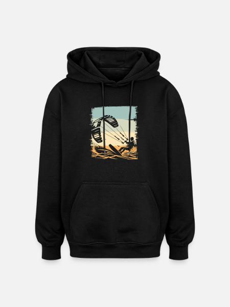 Kitesurfing Kitesurfer Kiteboard - Oversized Unisex Hoodie - black