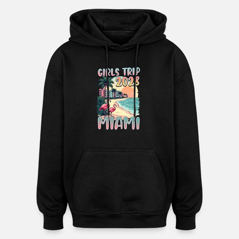 Voyage entre filles Miami 2028 - Sweat à capuche oversize unisexe - noir