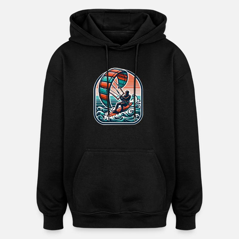 Kitesurf Kitesurfer Kiteboard - Sweat à capuche oversize unisexe - noir
