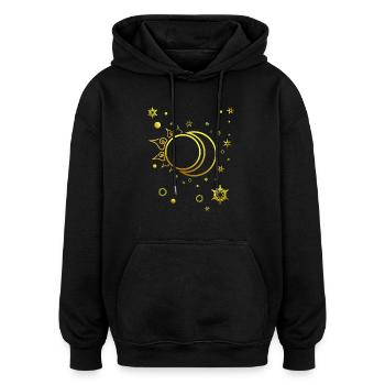 Soleil, Lune et étoiles Astrologie spirituelle - Sweat à capuche oversize unisexe - noir - Devant - Noah (186cm)