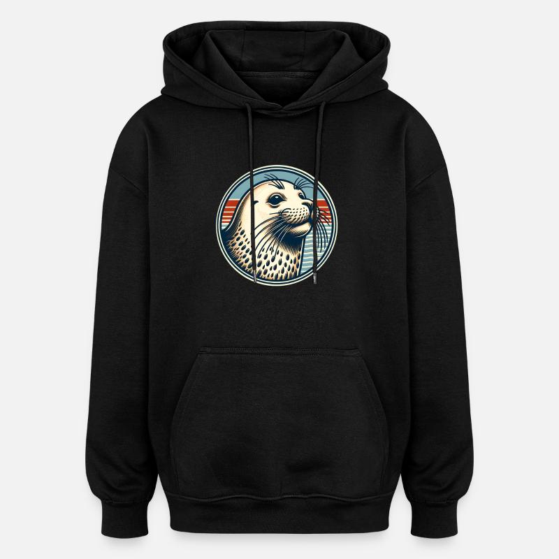 Seehund Robbe - Oversized Unisex Hoodie - Schwarz