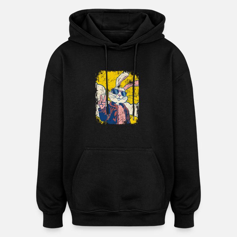 Cooler Osterhase - Osterei - Geschenk - Oversized Unisex Hoodie - Schwarz