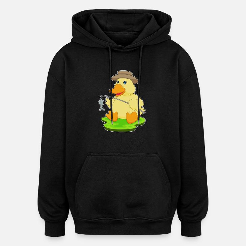 Canard Pêcheur Pêche Pêche - Sweat à capuche oversize unisexe - noir