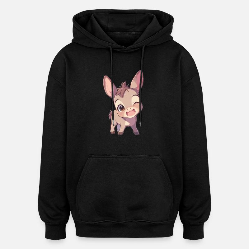 Âne Esel - Sweat à capuche oversize unisexe - noir