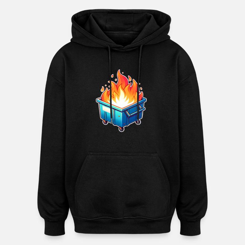 Burning garbage can - Oversized Unisex Hoodie - black