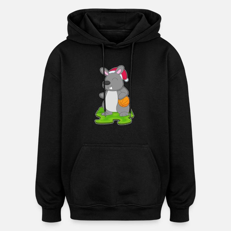 Basket-ball de Noël Bunny - Sweat à capuche oversize unisexe - noir