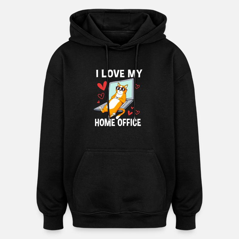 Télétravail - Sweat à capuche oversize unisexe - noir