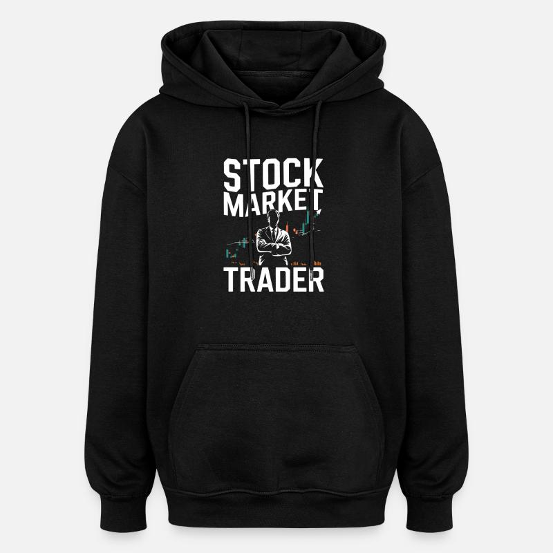 Trader boursier Graphique Trader boursier - Sweat à capuche oversize unisexe - noir