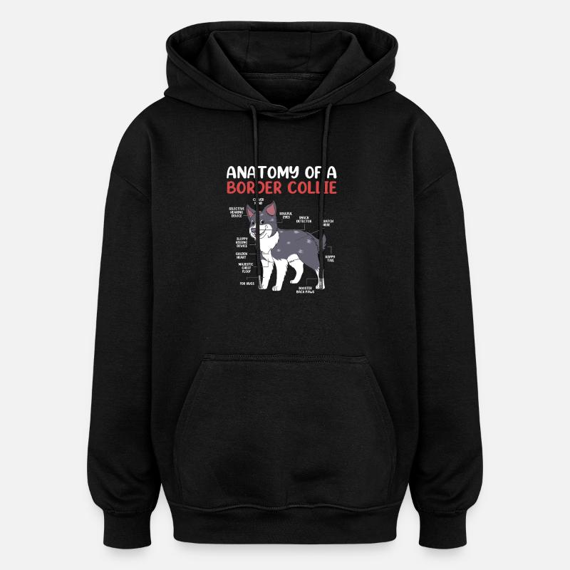Border Collie - Sweat à capuche oversize unisexe - noir