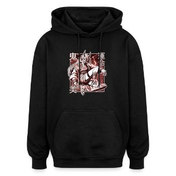 Démon Kunoichi Rouge - Sweat à capuche oversize unisexe - noir - Devant - Noah (186cm)