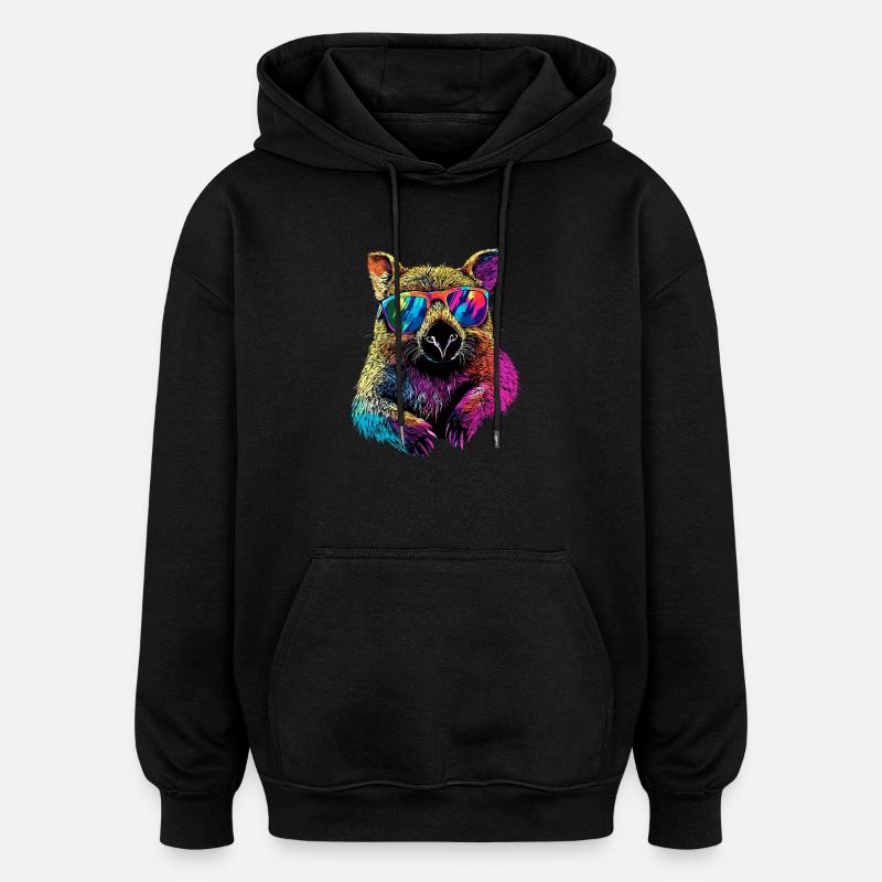 Wombat Australie Marsupial Mignon Wombat - Sweat à capuche oversize unisexe - noir