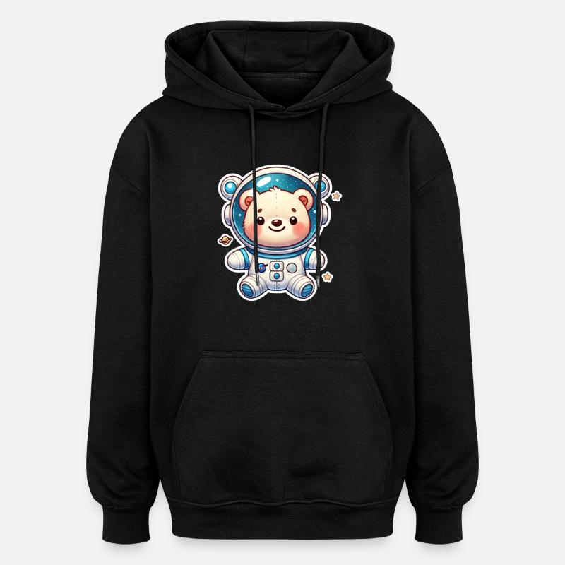 Teddybär Astronaut - Oversized Unisex Hoodie - Schwarz