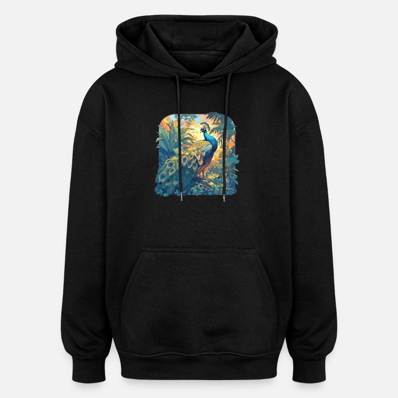 Peacocks Peacock - Oversized Unisex Hoodie - black