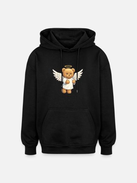 Teddybär Engel - Oversized Unisex Hoodie - Schwarz