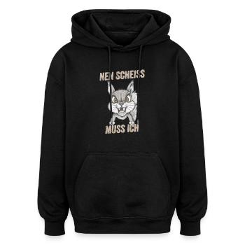 Eichhornchen wütend Spruch nen Scheiss muss ich - Oversized Unisex Hoodie - Schwarz - Vorne - Noah (186cm)