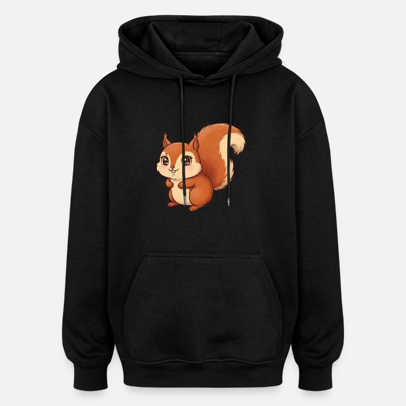 Tier Cartoon Eichhörnchen - Oversized Unisex Hoodie - Schwarz
