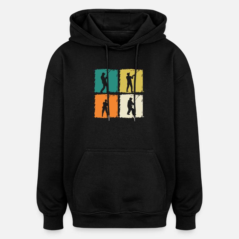 Pêche à la ligne - Sweat à capuche oversize unisexe - noir