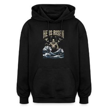 Cthulhu, Er ist auferstanden, Vintage Cthulhu - Oversized Unisex Hoodie - Schwarz - Vorne - Noah (186cm)