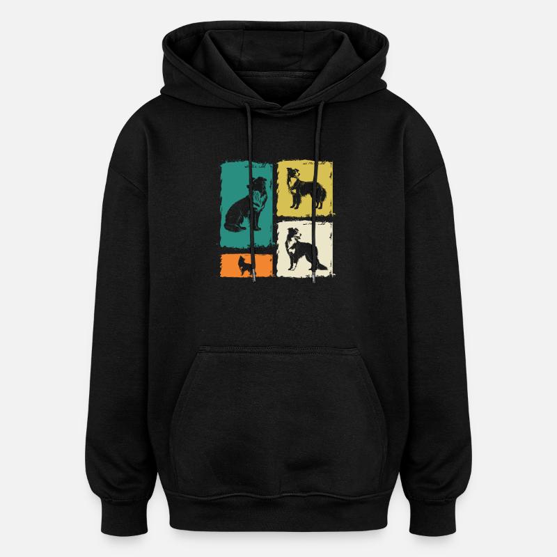 Border Collie - Sweat à capuche oversize unisexe - noir