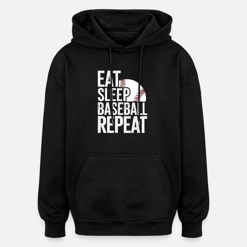 Eat Sleep Baseball Repeat - Oversized Unisex Hoodie - black