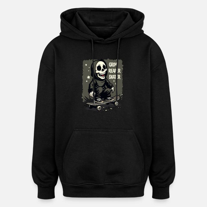 Skateboard Sensenmann – Style Grim Reaper - Sweat à capuche oversize unisexe - noir