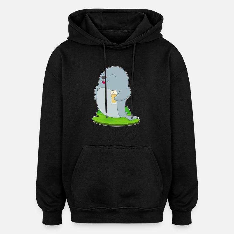 Bière de phoque - Sweat à capuche oversize unisexe - noir