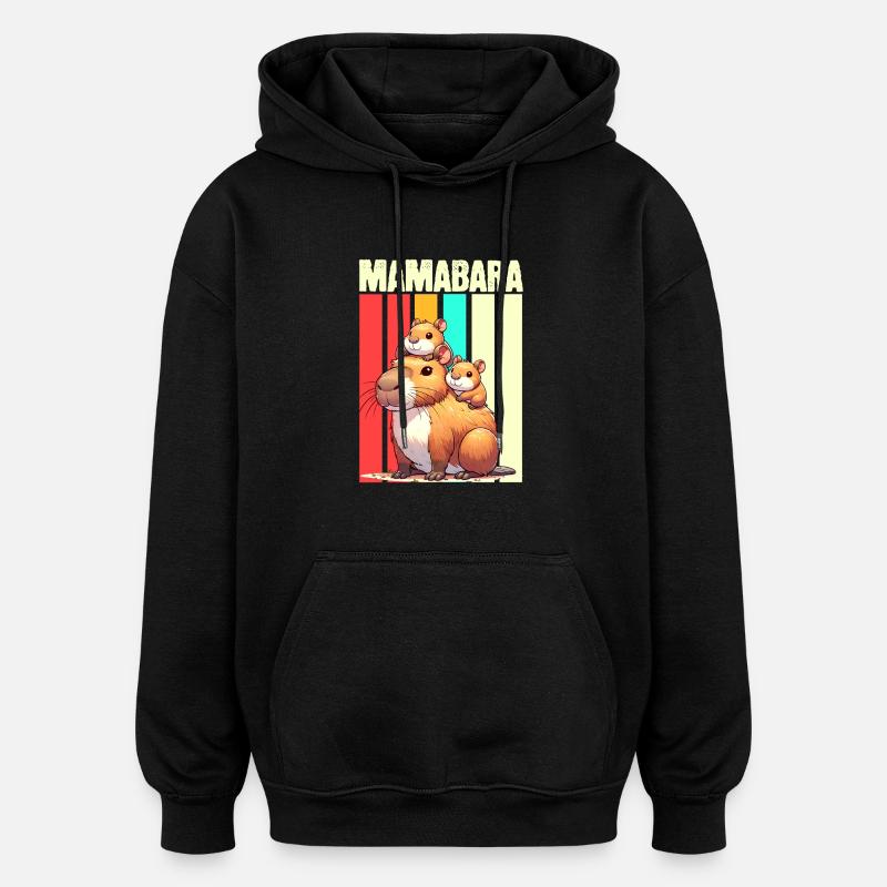 Mamabara Mère Capybara - Sweat à capuche oversize unisexe - noir