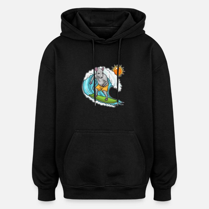 Rat Summer Surfer - Oversized Unisex Hoodie - black