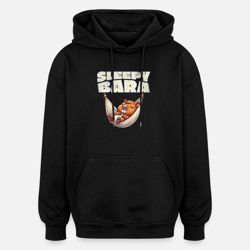 Capybara Sleepybara - Sweat à capuche oversize unisexe - noir