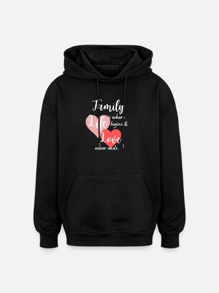 Family Saying Love Life Design - Oversized Unisex Hoodie - black