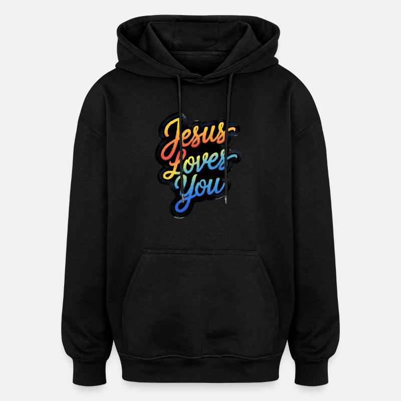 Jésus vous aime ! - Sweat à capuche oversize unisexe - noir