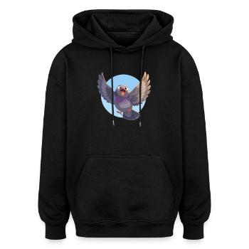 Tauben Taube - Oversized Unisex Hoodie - Schwarz - Vorne - Noah (186cm)