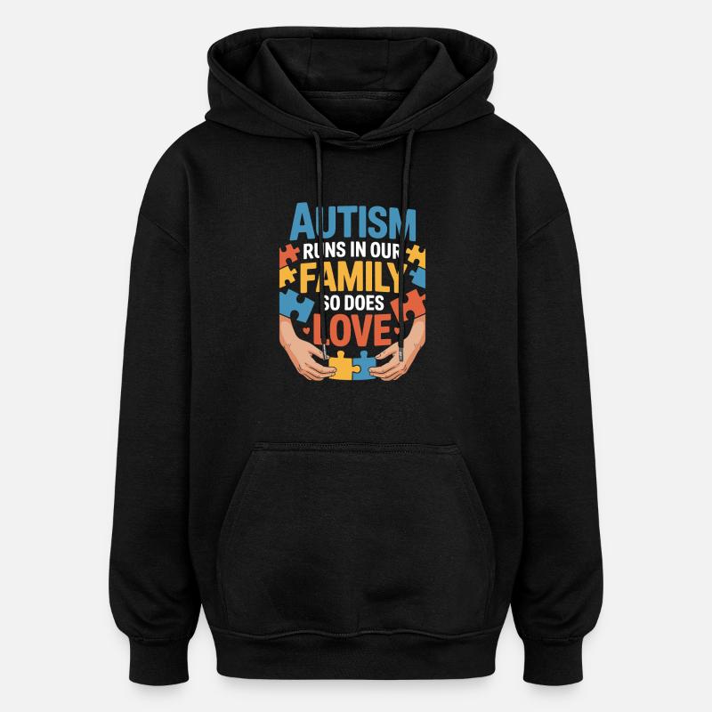 Frères et sœurs autistes - Sweat à capuche oversize unisexe - noir