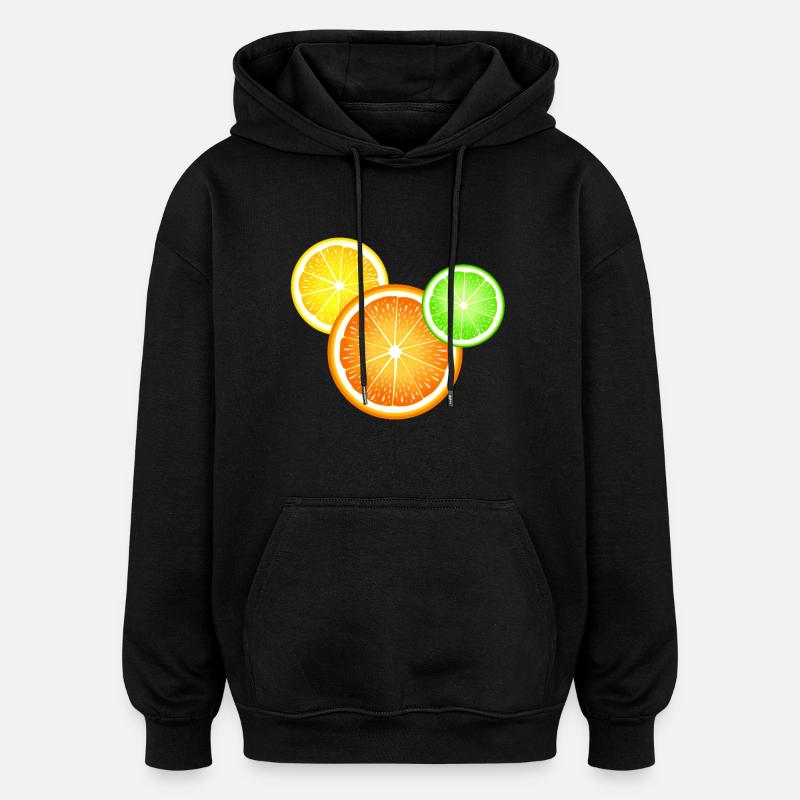 Agrumi Arancia Limone Lime - Felpa con cappuccio unisex oversize - nero