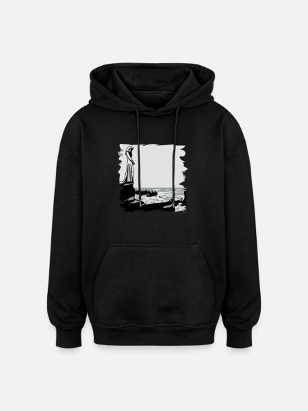 Gothic hand rosary - Oversized Unisex Hoodie - black
