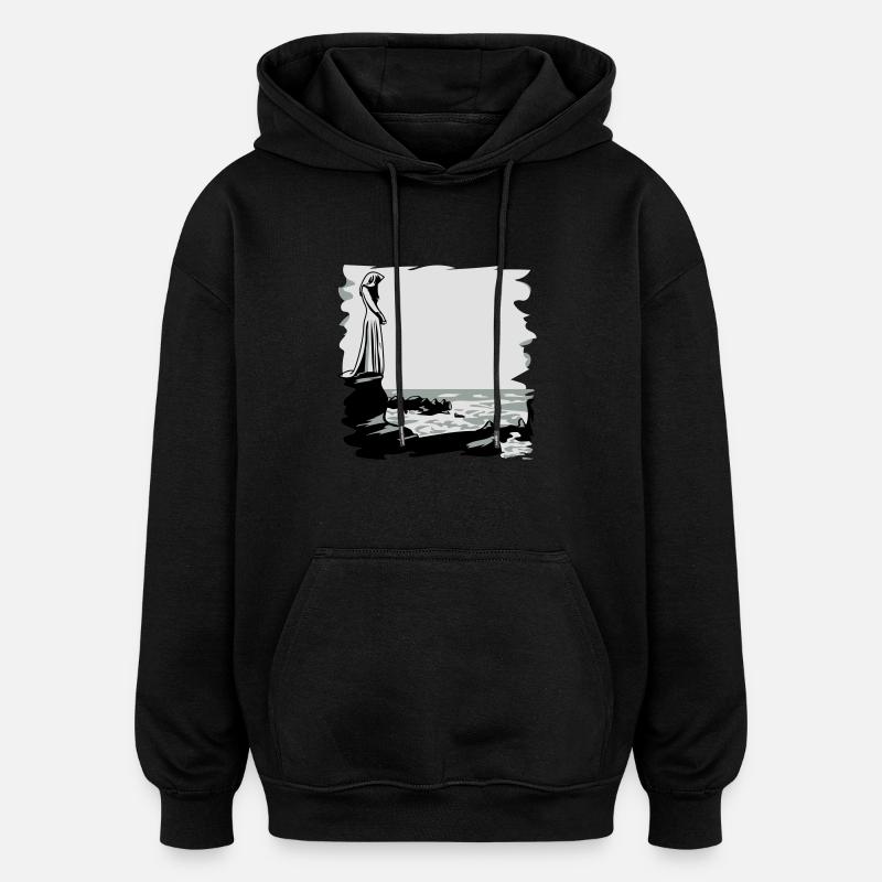 Gothic main Rosaire - Sweat à capuche oversize unisexe - noir