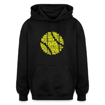 Tennis wordcloud - Tennis Ball - Oversized Unisex Hoodie - black - Front - Noah (186cm)