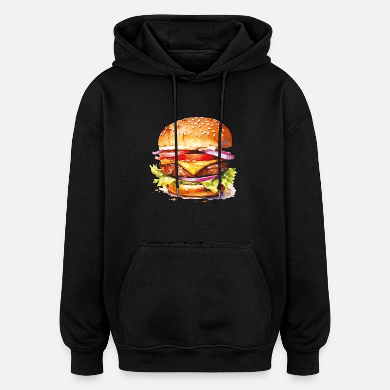 Burger Cheeseburger - Sweat à capuche oversize unisexe - noir