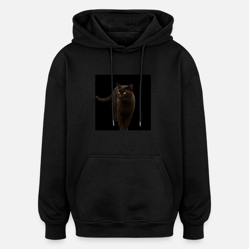 gatto nero gattino gatto - Felpa con cappuccio unisex oversize - nero
