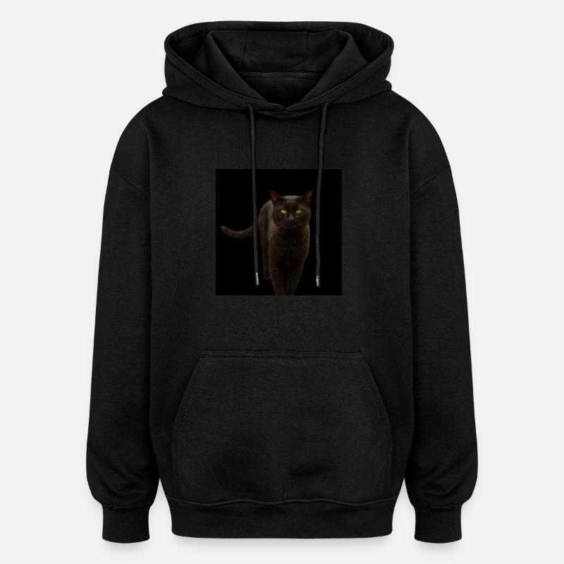 chat noir chat chaton - Sweat à capuche oversize unisexe - noir