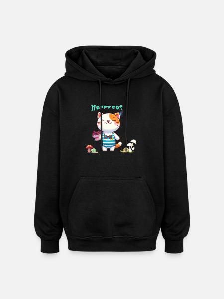 Chat mignon - Sweat à capuche oversize unisexe - noir